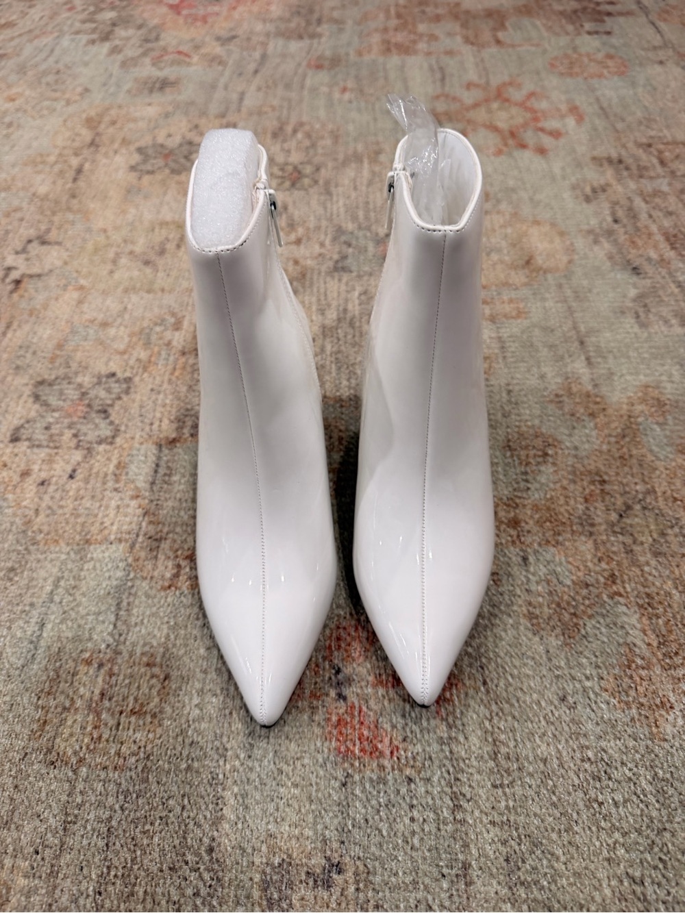 Nasty Gal White Patent Pointed Ankle Booties